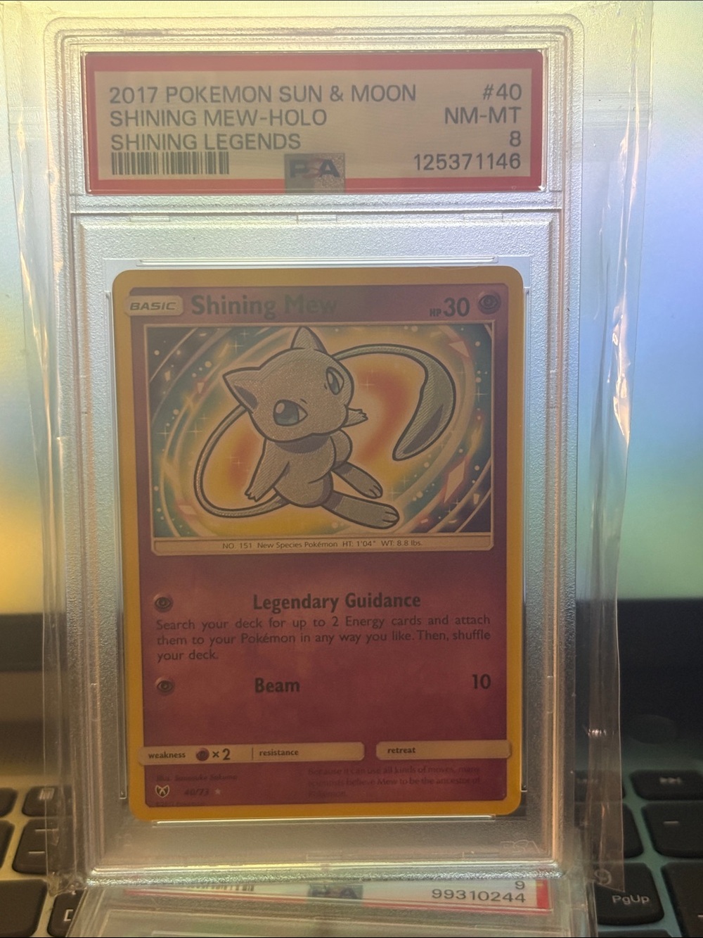 Shining Mew Holo Pokémon Card - Sun & Moon Shining Legends
#40
NM – MT
PSA 8